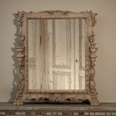 Antique Italian Hand-Carved Mirror in Stripped Walnut