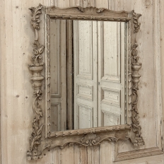 Antique Italian Hand-Carved Mirror in Stripped Walnut