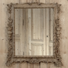Antique Italian Hand-Carved Mirror in Stripped Walnut