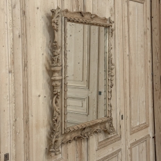 Antique Italian Hand-Carved Mirror in Stripped Walnut