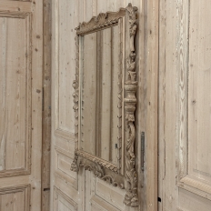 Antique Italian Hand-Carved Mirror in Stripped Walnut