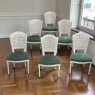 Set of Six Neoclassical Painted Swedish Chairs with Caned Backs & Mohair Seats