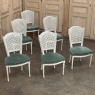 Set of Six Neoclassical Painted Swedish Chairs with Caned Backs & Mohair Seats