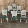 Set of Six Neoclassical Painted Swedish Chairs with Caned Backs & Mohair Seats