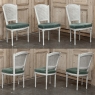 Set of Six Neoclassical Painted Swedish Chairs with Caned Backs & Mohair Seats
