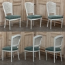 Set of Six Neoclassical Painted Swedish Chairs with Caned Backs & Mohair Seats