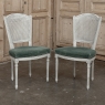 Set of Six Neoclassical Painted Swedish Chairs with Caned Backs & Mohair Seats