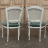 Set of Six Neoclassical Painted Swedish Chairs with Caned Backs & Mohair Seats
