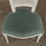 Set of Six Neoclassical Painted Swedish Chairs with Caned Backs & Mohair Seats