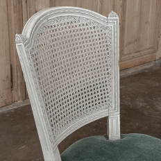 Set of Six Neoclassical Painted Swedish Chairs with Caned Backs & Mohair Seats