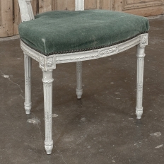 Set of Six Neoclassical Painted Swedish Chairs with Caned Backs & Mohair Seats