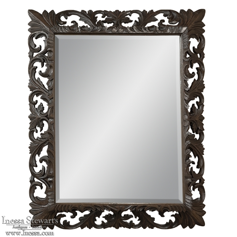 19th Century French Renaissance Revival Hand-Carved Oak Mirror