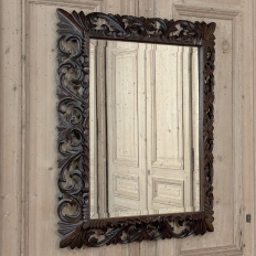 19th Century French Renaissance Revival Hand-Carved Oak Mirror