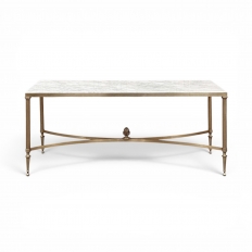 Mid-Century Carrara Marble and Gilded Brass Maison Jansen Style Coffee Table