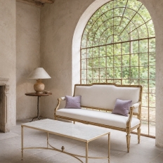 Mid-Century Carrara Marble and Gilded Brass Maison Jansen Style Coffee Table