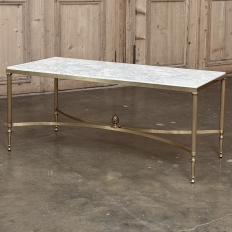 Mid-Century Carrara Marble and Gilded Brass Maison Jansen Style Coffee Table