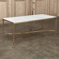 Mid-Century Carrara Marble and Gilded Brass Maison Jansen Style Coffee Table