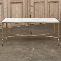 Mid-Century Carrara Marble and Gilded Brass Maison Jansen Style Coffee Table