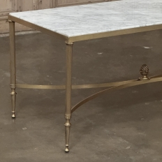 Mid-Century Carrara Marble and Gilded Brass Maison Jansen Style Coffee Table
