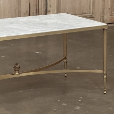 Mid-Century Carrara Marble and Gilded Brass Maison Jansen Style Coffee Table