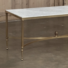 Mid-Century Carrara Marble and Gilded Brass Maison Jansen Style Coffee Table