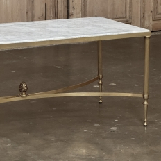 Mid-Century Carrara Marble and Gilded Brass Maison Jansen Style Coffee Table