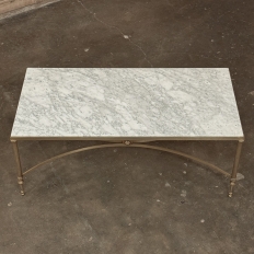 Mid-Century Carrara Marble and Gilded Brass Maison Jansen Style Coffee Table