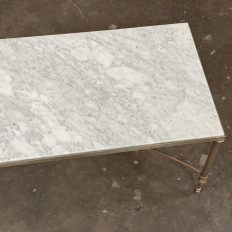 Mid-Century Carrara Marble and Gilded Brass Maison Jansen Style Coffee Table