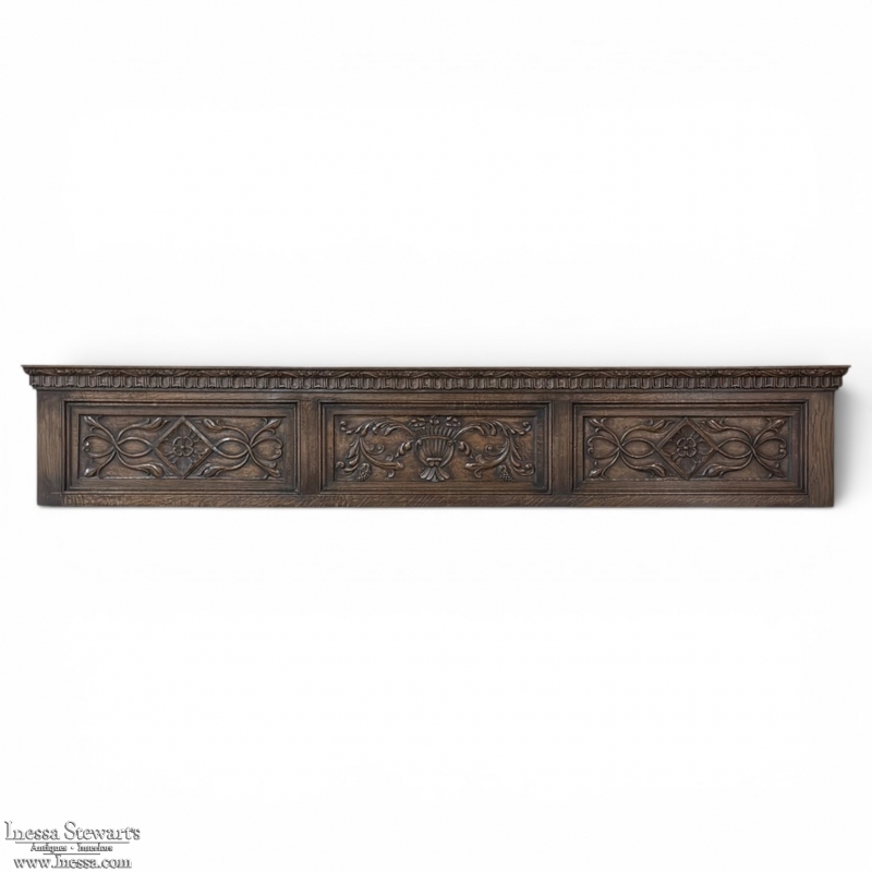 Antique Gothic Revival Carved Oak Panel