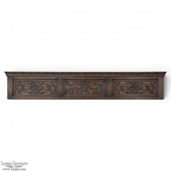 Antique Gothic Revival Carved Oak Panel