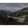 Antique Framed Oil Painting on Canvas of Ardennes Landscape by Rene Toussaint (1902-1971)