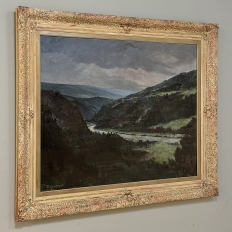 Antique Framed Oil Painting on Canvas of Ardennes Landscape by Rene Toussaint (1902-1971)