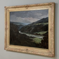 Antique Framed Oil Painting on Canvas of Ardennes Landscape by Rene Toussaint (1902-1971)