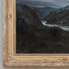 Antique Framed Oil Painting on Canvas of Ardennes Landscape by Rene Toussaint (1902-1971)