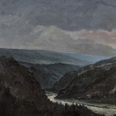 Antique Framed Oil Painting on Canvas of Ardennes Landscape by Rene Toussaint (1902-1971)