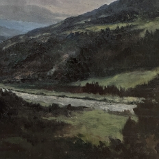 Antique Framed Oil Painting on Canvas of Ardennes Landscape by Rene Toussaint (1902-1971)