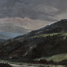 Antique Framed Oil Painting on Canvas of Ardennes Landscape by Rene Toussaint (1902-1971)