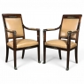 Pair 19th Century French Empire Mahogany Armchairs with Leather & Bronze Mounts