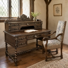 19th Century French Renaissance Wall Desk with Extending Writing Surface