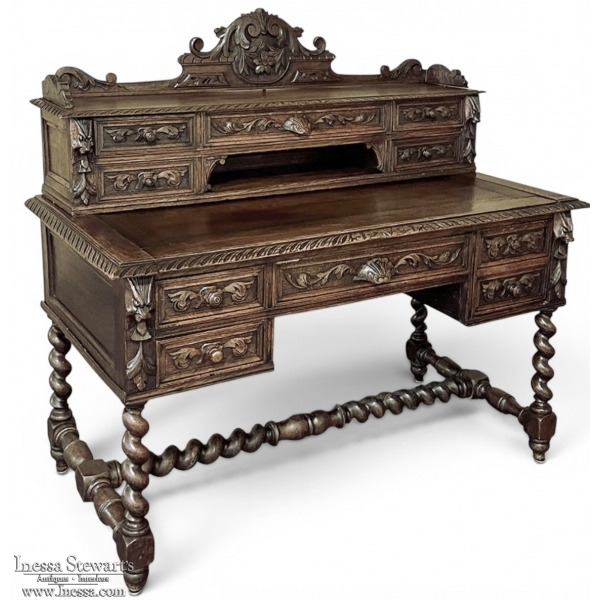 19th Century French Renaissance Wall Desk with Extending Writing Surface