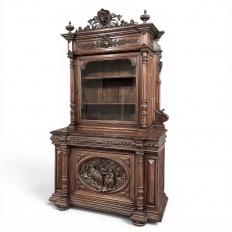 19th Century French Renaissance Revival Oak Bookcase ~ Bibliothèque with Beveled Glass
