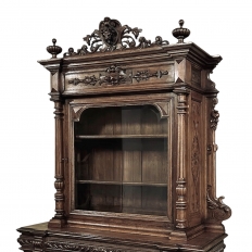 19th Century French Renaissance Revival Oak Bookcase ~ Bibliothèque with Beveled Glass