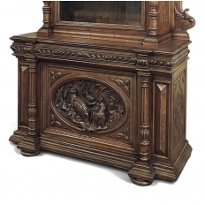 19th Century French Renaissance Revival Oak Bookcase ~ Bibliothèque with Beveled Glass