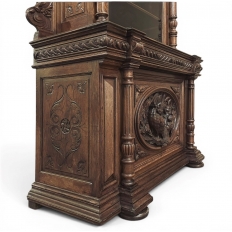 19th Century French Renaissance Revival Oak Bookcase ~ Bibliothèque with Beveled Glass