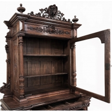 19th Century French Renaissance Revival Oak Bookcase ~ Bibliothèque with Beveled Glass