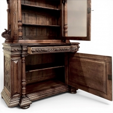 19th Century French Renaissance Revival Oak Bookcase ~ Bibliothèque with Beveled Glass