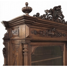 19th Century French Renaissance Revival Oak Bookcase ~ Bibliothèque with Beveled Glass