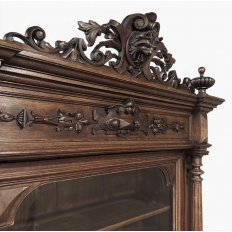 19th Century French Renaissance Revival Oak Bookcase ~ Bibliothèque with Beveled Glass