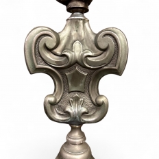 PAIR Antique Solid Pewter Baroque Style Candlestick Floor Lamps
