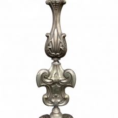 PAIR Antique Solid Pewter Baroque Style Candlestick Floor Lamps
